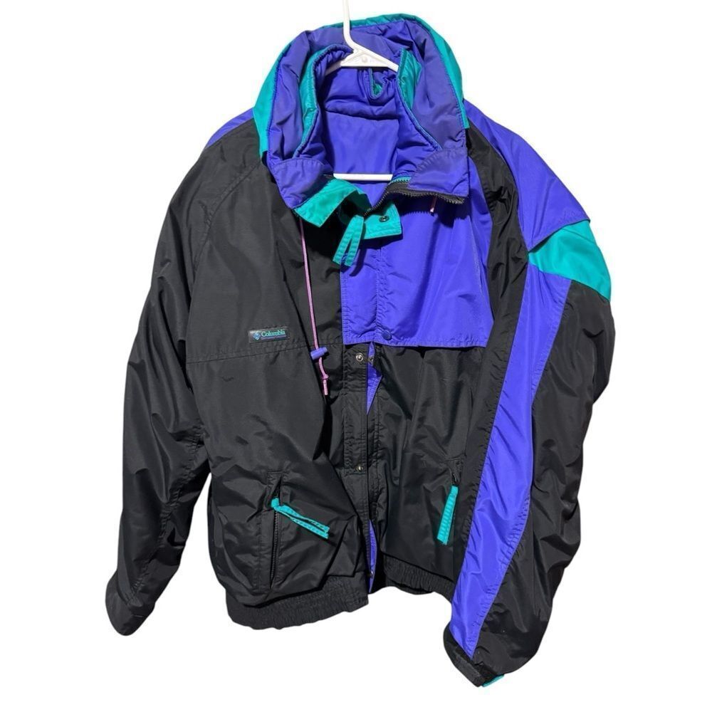 Vintage Columbia Criterion Radial Sleeve Jacket XL 3in1 Coat Black Green Purple